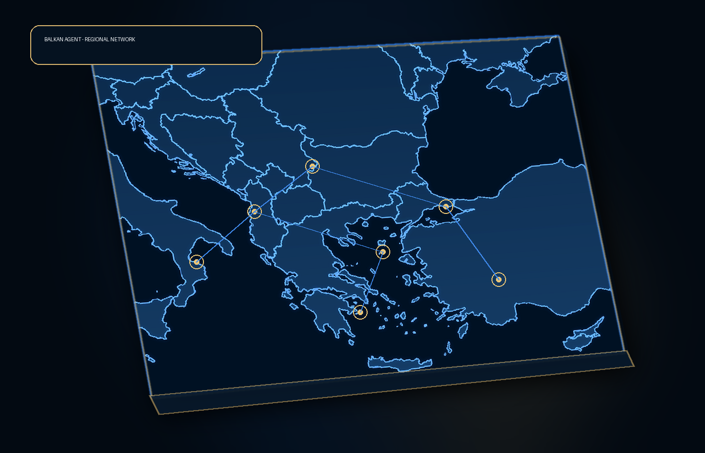 3D mapa Balkana sa regionalnom mrežom Balkan Agent